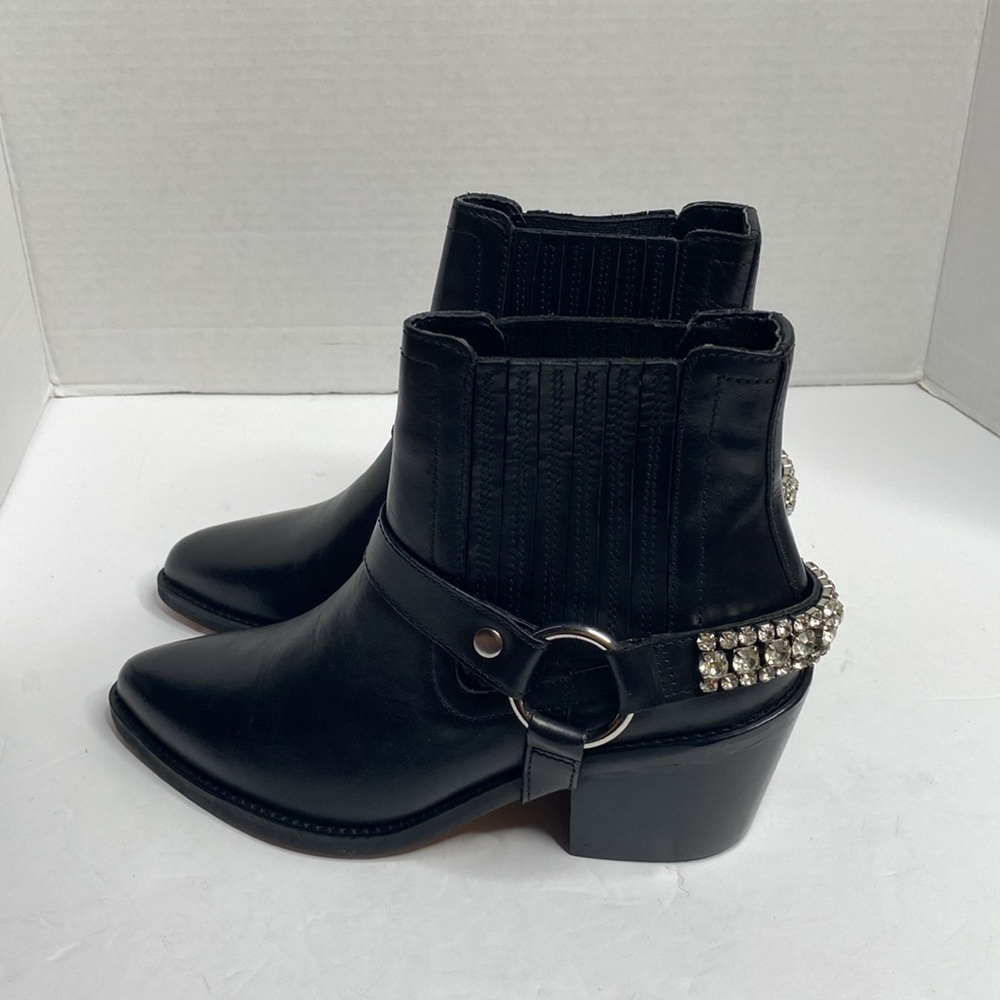 KURT GEIGER Sylvie Crystal leather boots rocky ladies ankle boots black Size 6